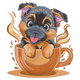 Coffee Pup Embroidery Design, Instant Download