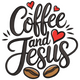 Coffee and Jesus Embroidery Design V2, Instant Download