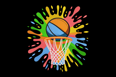 Color Splash Basketball Embroidery Design