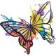 Color Splash Butterfly Embroidery Design, Machine Embroidery Pattern, Instant Download