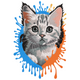 Color Splash Cat Embroidery Design, Machine Embroidery Pattern, Instant Download
