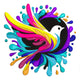 Color Splash Dove Embroidery Design, Instant Download