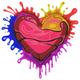 Color Splash Heart Embroidery Design, Instant Download