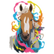 Color Splash Horse Head Embroidery Design, Instant Download