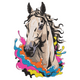 Color Splash Horse Embroidery Design, Instant Download