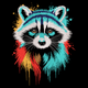 Color Splash Raccoon Embroidery Design, Instant Download