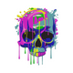 Color Splash Skull Embroidery Design, Instant Download