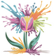 Color Splash Tulip Embroidery Design, Instant Download