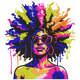 Colorful Afro Woman Embroidery Design, Instant Download