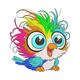 Colorful Baby Owl Embroidery Design, Instant Download