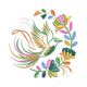 Colorful Bird Floral Wreath Embroidery Design, Instant Download