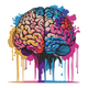 Colorful Brain Embroidery Design, Watercolor Drip Brain Pattern