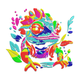 Colorful Chameleon Embroidery Design, Instant Download