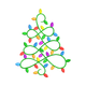 Colorful Christmas Lights Tree Embroidery Design, Instant Download