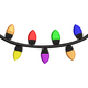 Colorful Christmas String Lights Border Embroidery Design, Instant Download