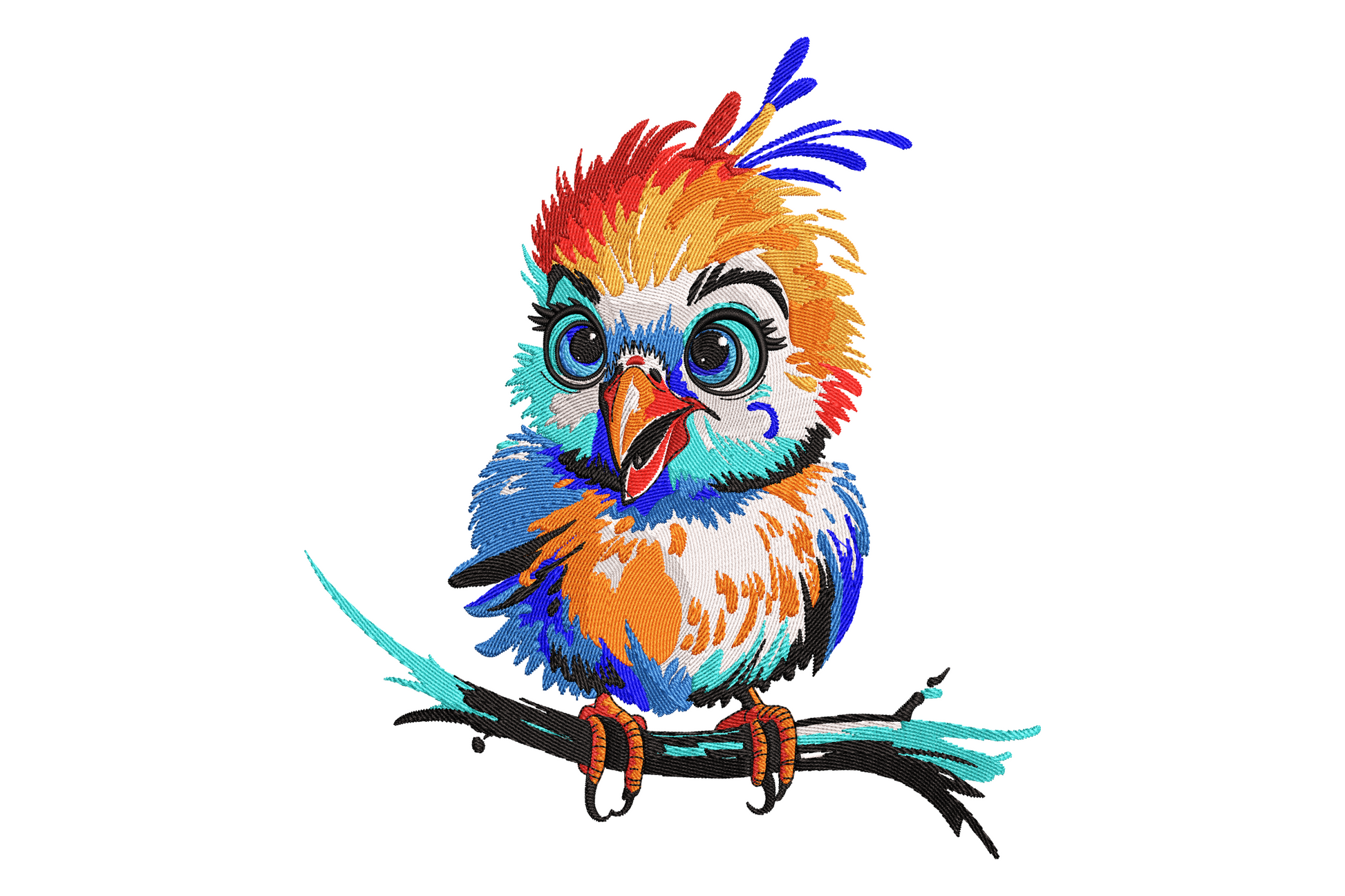 Colorful Cute Bird Machine Embroidery Design