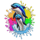 Colorful Dolphin Splash Embroidery Design, Instant Download