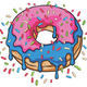 Colorful Donut Embroidery Design, Pink Blue Sprinkle Pattern
