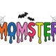 Colorful Dripping Monster Lettering Embroidery Design, Instant Download