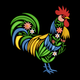 Colorful Floral Rooster Embroidery Design, Machine Embroidery Pattern, Instant Download