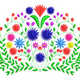 Colorful Folk Floral Spray Embroidery Design, Instant Download