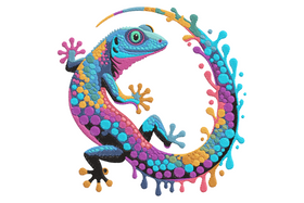 Colorful Gecko Embroidery Design, Machine Embroidery Pattern, Instant Download