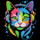 Colorful Headphone Cat Embroidery Design, Instant Download
