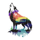 Colorful Howling Wolf Embroidery Design, Wildlife Machine Embroidery Pattern, Instant Download