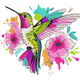 Colorful Hummingbird Floral Embroidery Design, Instant Download