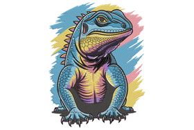 Colorful Iguana Embroidery Design, Instant Download