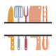 Colorful Kitchen Tools Shelf Embroidery Design, Instant Download