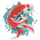 Colorful Koi Fish Splash Embroidery Design, Instant Download
