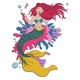 Colorful Mermaid Splash Embroidery Design, Instant Download