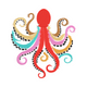 Colorful Octopus Embroidery Design, Multi-Color Tentacle Pattern, Instant Download