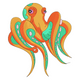Colorful Octopus Embroidery Design, Instant Download