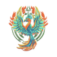 Colorful Phoenix Bird Embroidery Design, Instant Download