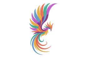 Colorful Phoenix Bird Embroidery Design, Pattern