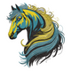 Colorful Stallion Mane Art Embroidery Design, Instant Download