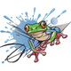 Colorful Tree Frog Graffiti Style Embroidery Design, Urban Street Art Frog Pattern, Instant Download