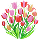 Colorful Tulip Bouquet Embroidery Design, Dutch Floral Machine Embroidery Pattern