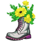 Combat Boot with Yellow Flowers Embroidery Design, Instant Download