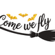 Come We Fly Halloween Embroidery Design, Witch Saying Machine Embroidery Pattern, Instant Download