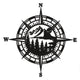 Compass Mountain Adventure Embroidery Design, Instant Download