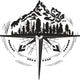 Compass Mountain Landscape Embroidery Design, Instant Download