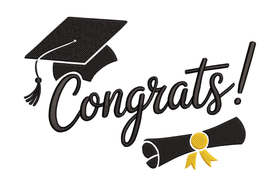 Congrats Graduation Embroidery Design, Cap and Diploma Machine Embroidery Pattern, Instant Download