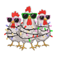 Cool Christmas Chickens Embroidery Design, Instant Download
