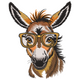 Cool Donkey with Glasses Embroidery Design, Instant Download