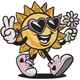 Cool Sun with Sunglasses & Daisy Embroidery Design, Instant Download