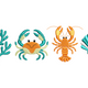 Coral, Crab, Lobster & Shell Embroidery Design, Instant Download