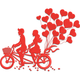 Couple Bicycle with Heart Balloons Embroidery Design, Instant Download